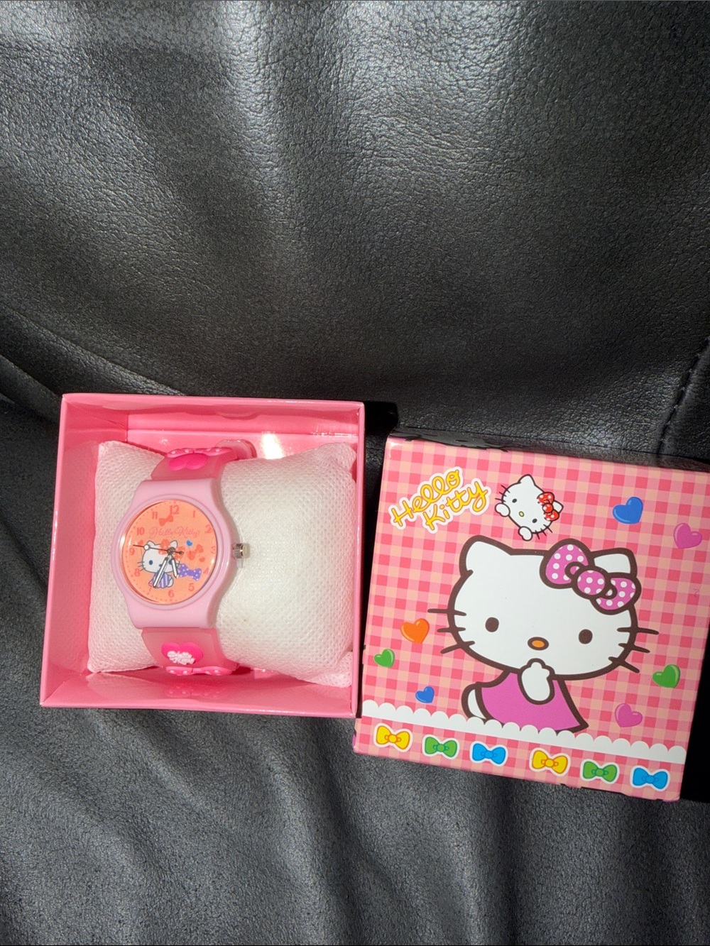 Hello Kitty Pink and Orange Kids Watch with Bow Motif new in box container